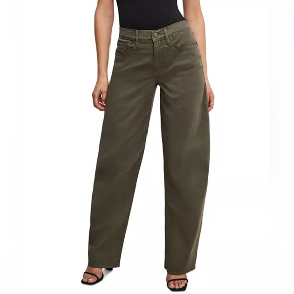 Good American Denim - Good American High Rise Barrel Jeans Ft01 Green NWT Size 25